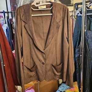 Lola & Sophie Brown Faux-Suede Blazer Jacket